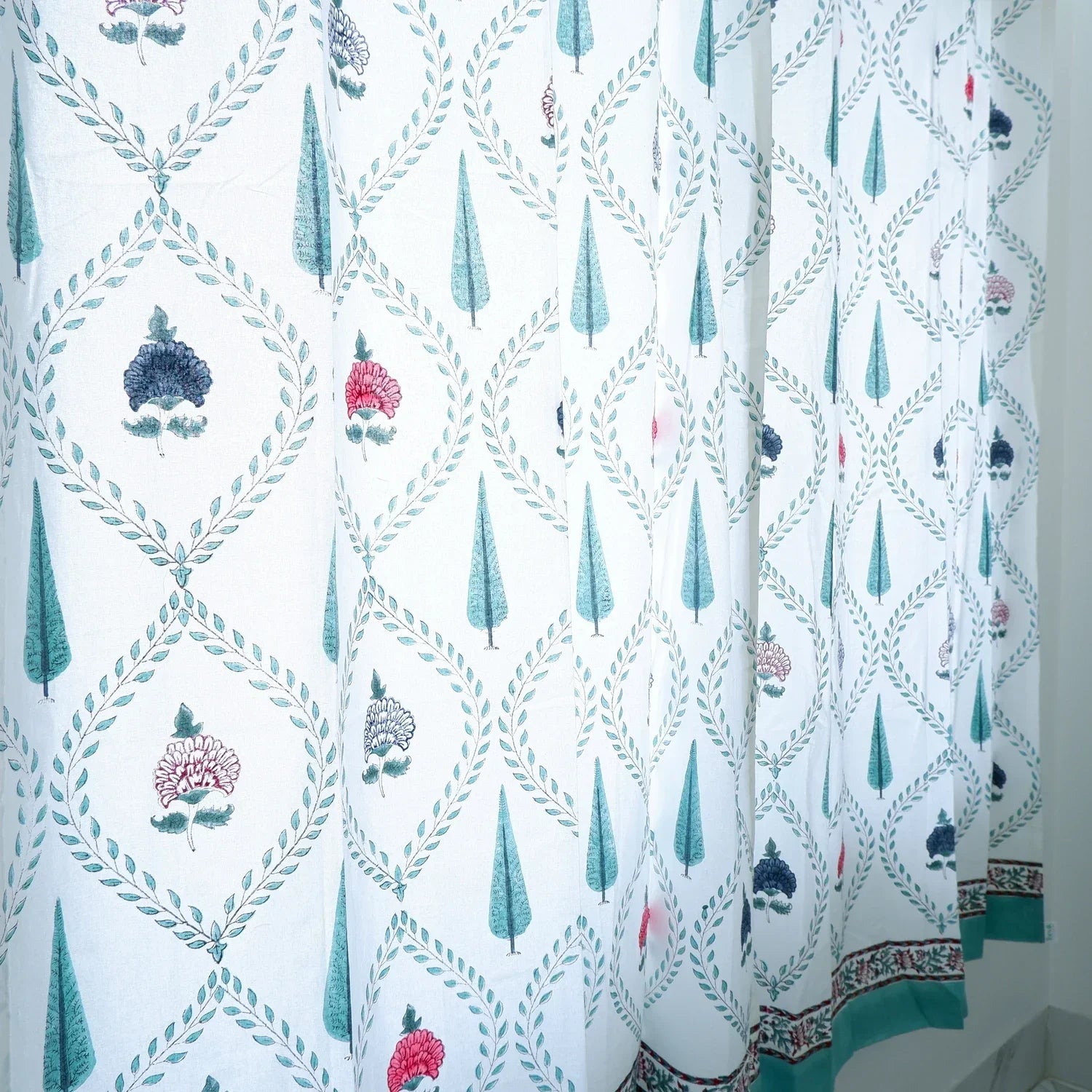 Hand Block Print Cotton Daylight Curtains - Sahishanu - Tarvik